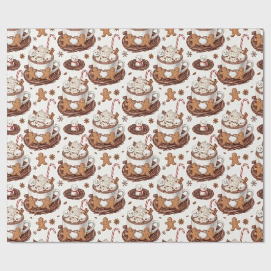 Gingerbread en Marshmallow Mok Cadeaupapier (Vlak)