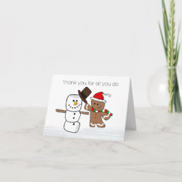 Gingerbread en marshmallow sneeuwpop Dank u Kaart