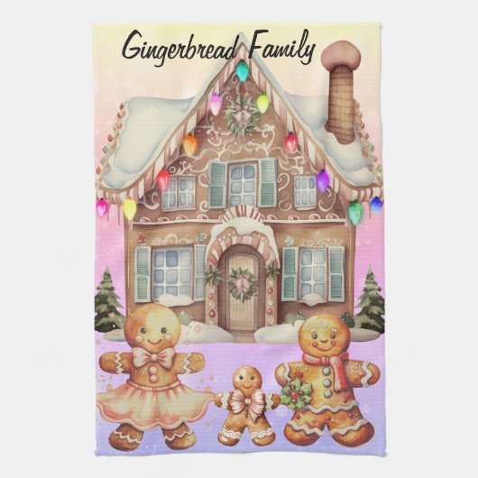 Gingerbread Familie Theedoek (Verticaal)