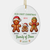 Gingerbread familie van drie kerstdagen keramisch ornament (Rechts)