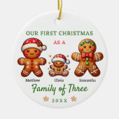 Gingerbread familie van drie kerstdagen keramisch ornament (Voorkant)