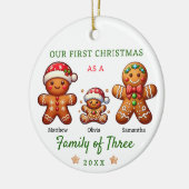 Gingerbread familie van drie kerstdagen keramisch ornament (Links)