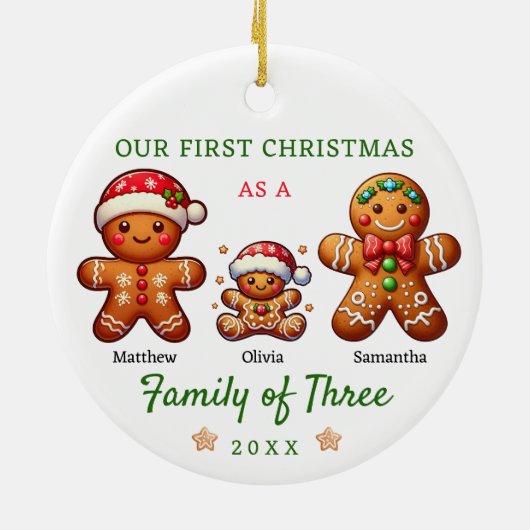 Gingerbread familie van drie kerstdagen keramisch ornament (Achterkant)