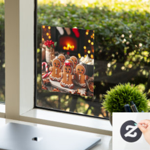Gingerbread Family bij het vuur Raamsticker