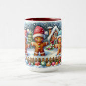 Gingerbread Family Snowy Christmas Scene Mok (Midden)