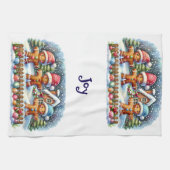 Gingerbread Family Snowy Christmas Scene Theedoek (Horizontaal)