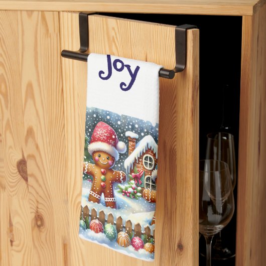 Gingerbread Family Snowy Christmas Scene Theedoek (Derde Gevouwen)