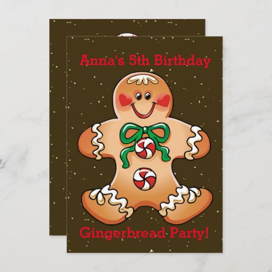 Gingerbread Fête de Noël Invitations (Devant / Derrière)