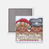 Gingerbread Folks Merry Christmas Magnet Magneet (Voorkant / Achterkant)