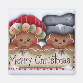 Gingerbread Folks Merry Christmas Magnet Magneet (Voorkant)