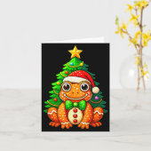 Gingerbread Frog Wearing Santa Hat Christmas Tree Kaart (Gele Bloem)