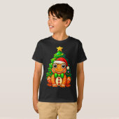 Gingerbread Frog Wearing Santa Hat Christmas Tree T-shirt (Voorkant volledig)