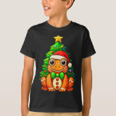 Gingerbread Frog Wearing Santa Hat Christmas Tree T-shirt (Voorkant)