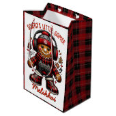 Gingerbread Gamer Rood & Zwart Geplaagd Kerstmis Medium Cadeauzakje (Achterkant Gekanteld)