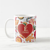 Gingerbread Gepersonaliseerde Monogram & Naam Kers Koffiemok (Links)