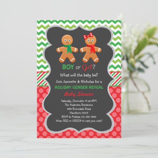 Gingerbread Geslacht Onthulling Uitnodiging (Staand voorkant)