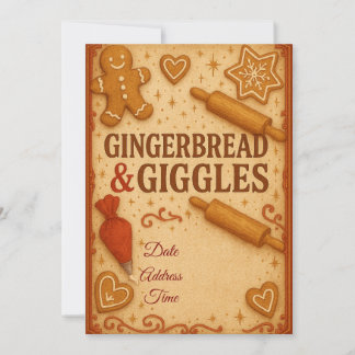 Gingerbread & Giggles Kerst uitnodiging