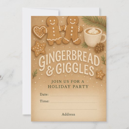 Gingerbread & Giggles Winter Party Invitation (Devant)