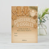 Gingerbread & Giggles Winter Party Invitation (Debout devant)