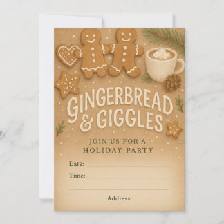 Gingerbread & Giggles Winterfeest Uitnodiging