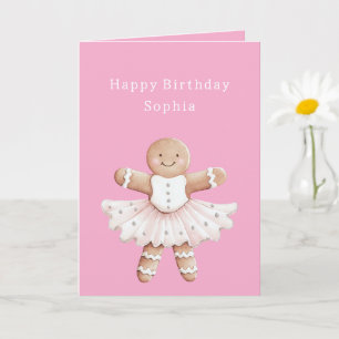 Gingerbread Girl Ballerina Ballet Verjaardag Kaart