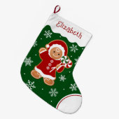 Gingerbread Girl with Peppermint Lollipops Grote Kerstsok (Voorkant (Hangend))