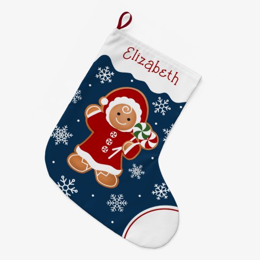 Gingerbread Girl with Peppermint Lollipops Large C Grote Kerstsok (Voorkant (Hangend))