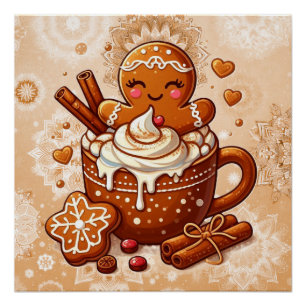 Gingerbread Girl's Hot Cocoa Hot Tub Retreat Perfect Poster