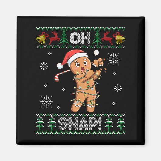 Gingerbread Golf Christmas Cookie Oh Snap Santa Ug Magneet (Voorkant)