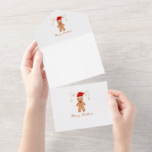 Gingerbread Groeten Kerstmis All In One Uitnodiging (Afscheurbaar)
