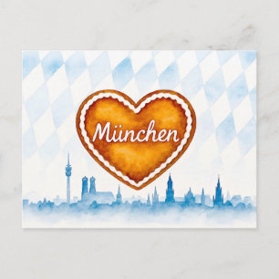 Gingerbread hart in aquarel stijl en silhouet feestdagenkaart