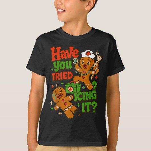 Gingerbread Have You Tried Icing It Funny Christma T-shirt (Voorkant)