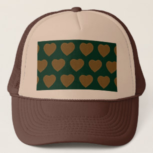 Gingerbread Hearts Trucker Hat (groen en bruin) Pet