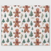 Gingerbread Heren bomen bessen Modern Christmas Cadeaupapier (Vlak)