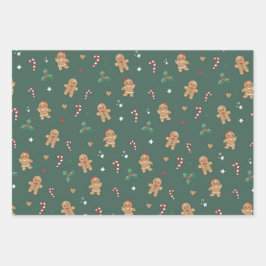 Gingerbread Heren Cookie Kerstmis Inpakpapier Vel