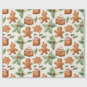 Gingerbread Heren Dessert Groen Moderne Kerstmis Cadeaupapier (Vlak)