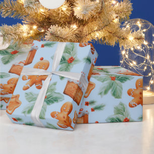 Gingerbread Heren Dessert Groen Moderne Kerstmis Cadeaupapier