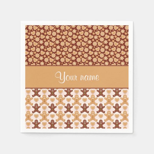 Gingerbread Heren Gezichten en Harten Servetten (Voorkant)