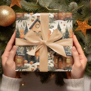 Gingerbread Heren & Huis Snowy Christmas Cadeaupapier