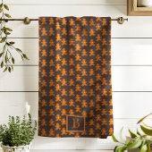 Gingerbread Heren Scandinavisch Monogram Kerstmis Theedoek