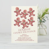 Gingerbread Heren Vakantie Cookie Exchange Uitnodi Kaart (Staand voorkant)