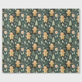 Gingerbread Heren Winter & Christmas Greenery Cadeaupapier (Vlak)