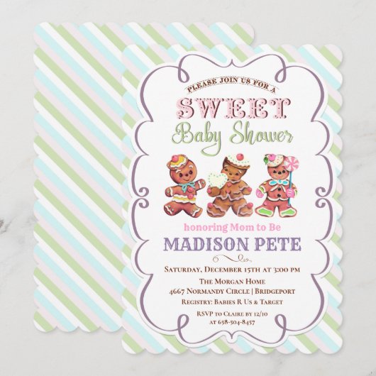Gingerbread Holiday Baby shower Uitnodiging (Voorkant / Achterkant)