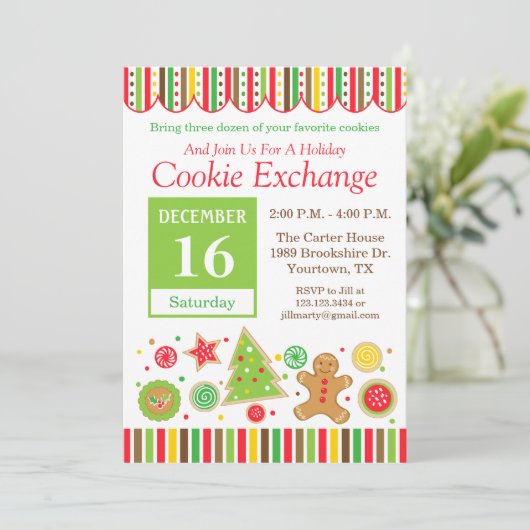 Gingerbread Holiday Cookie Exchange Invitation (Debout devant)