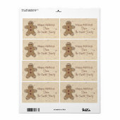 Gingerbread Homme Étiquette de vacances (Feuille entière)