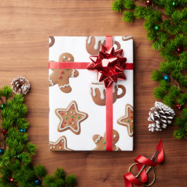 Gingerbread Hot Cocoa Christmas Pattern Cadeaupapier