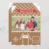 Gingerbread House | 4 Foto Kerstkaart Label (Voorkant / Achterkant)