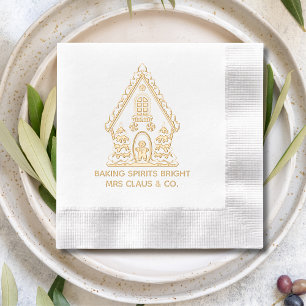 Gingerbread House Baking Corporate Christmas Folie Servetten