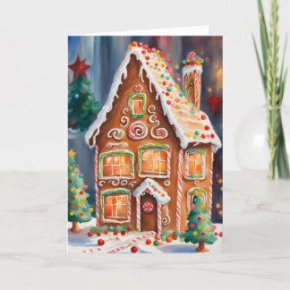 Gingerbread House, Blank Binnen, Feestdagen Kaart