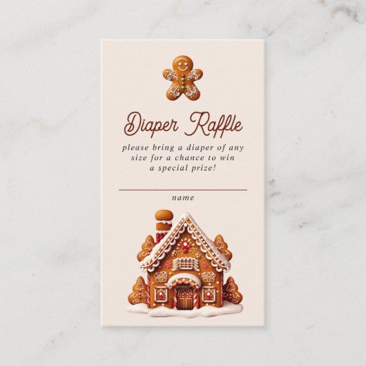 Gingerbread House Christmas Cookie Diaper Raffle Informatiekaartje (Voorkant)